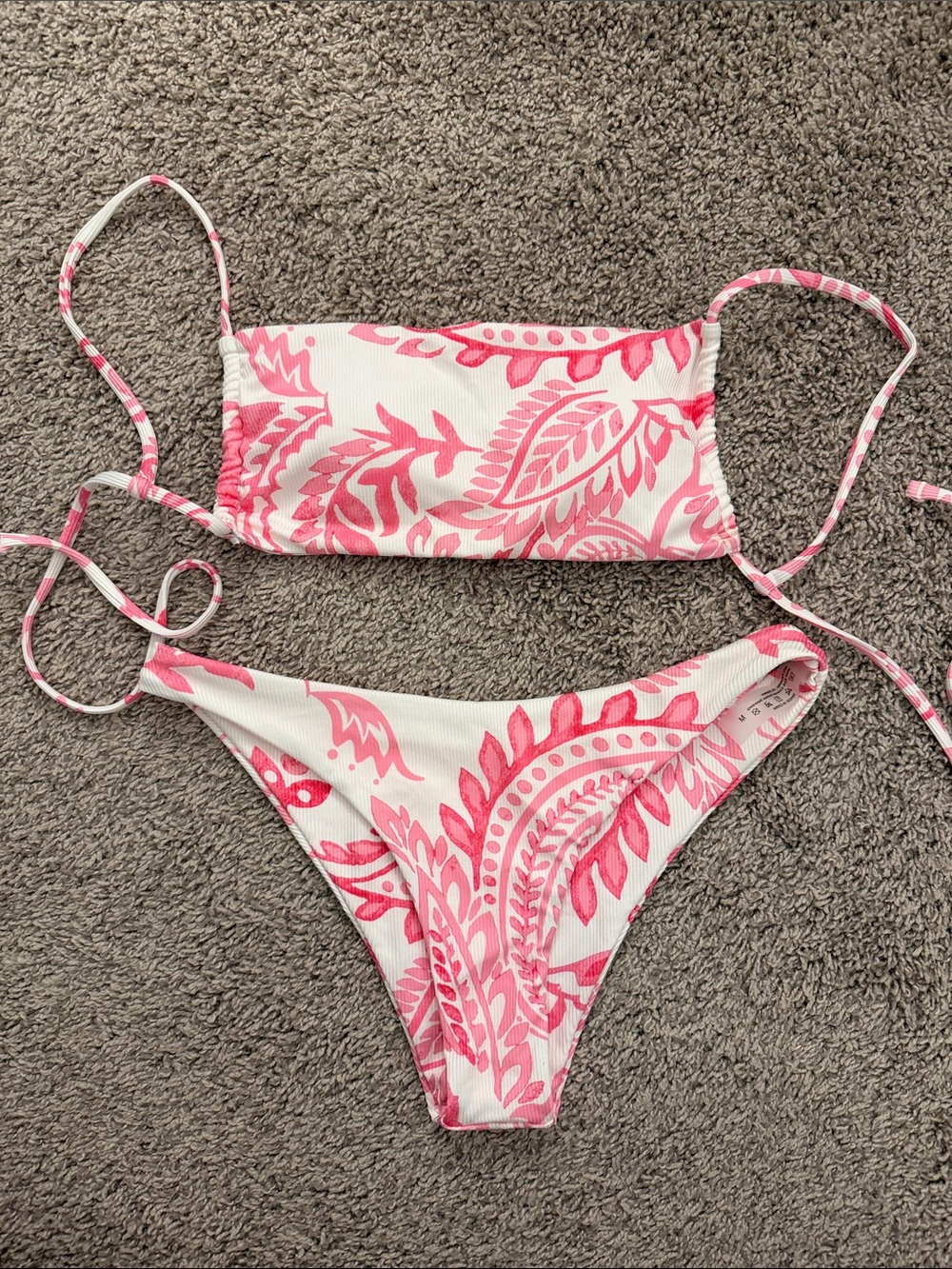 Pink & White Paisley Bikini Set Size Medium